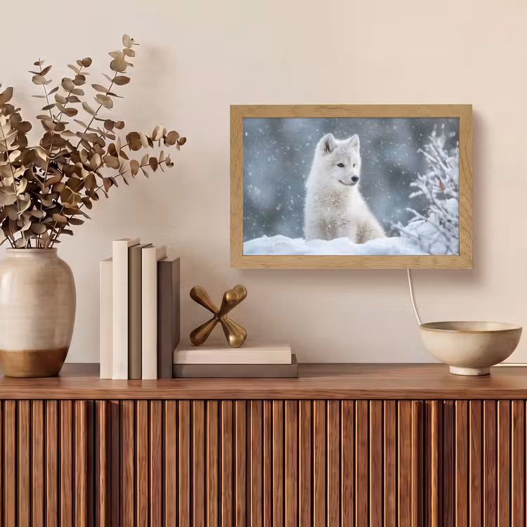 Tafellamp - Wolf - Pup - Sneeuw — 3