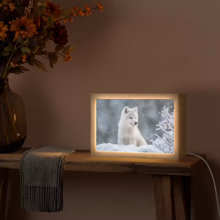 Tafellamp - Wolf - Pup - Sneeuw — 4