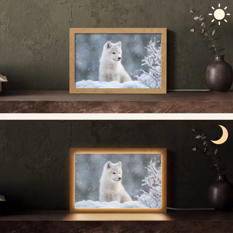 Tafellamp - Wolf - Pup - Sneeuw — 5