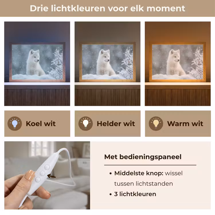 Tafellamp - Wolf - Pup - Sneeuw — 6
