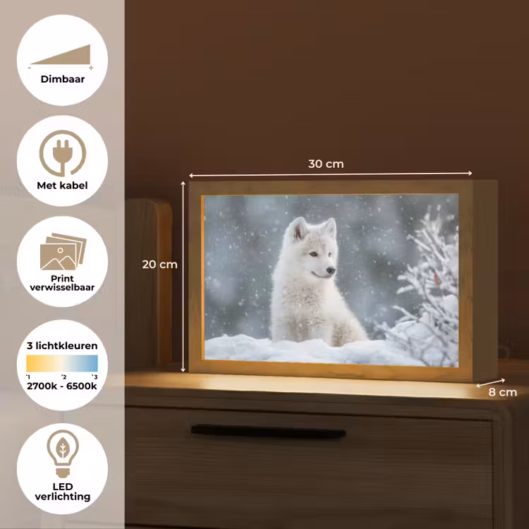 Tafellamp - Wolf - Pup - Sneeuw — 7