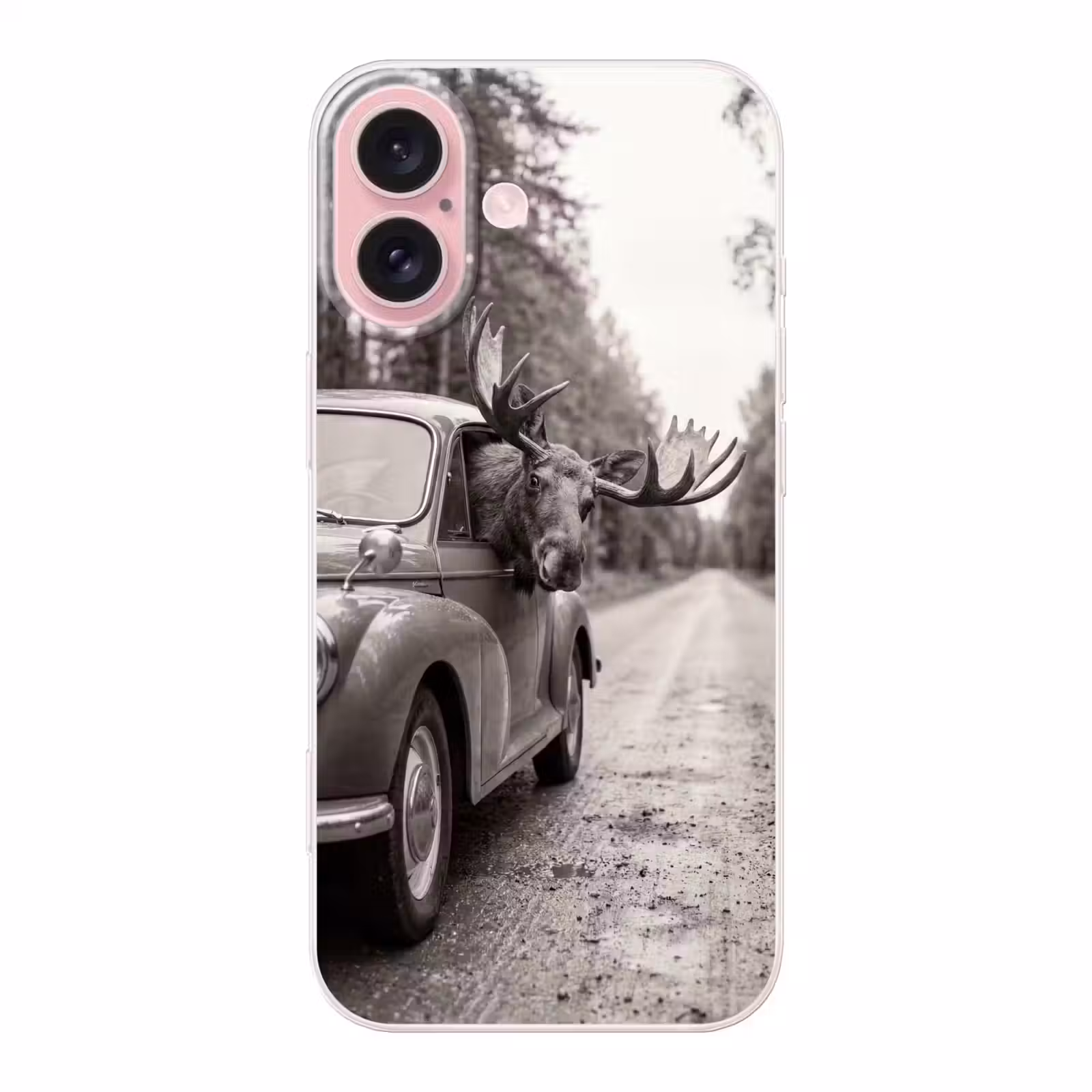Telefoonhoesje - Eland - Auto - Gewei - Zwart - Wit — 1
