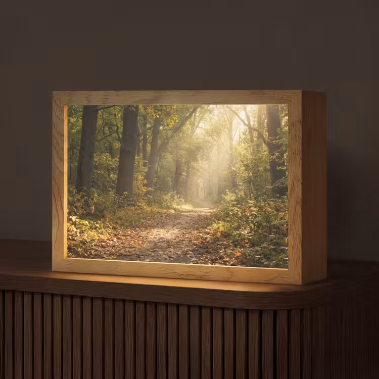 Tafellamp - Zonlicht - Bospad - Bomen — 1