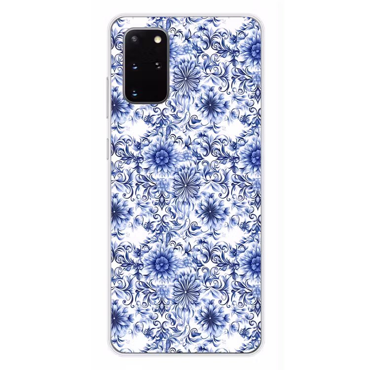 Telefoonhoesje - Bloemen - Blauw - Patroon - Wit — 4