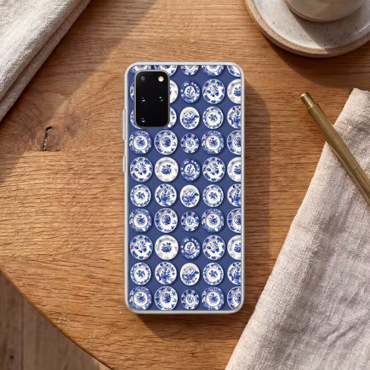 Telefoonhoesje - Borden - Floraal - Blauw — 2