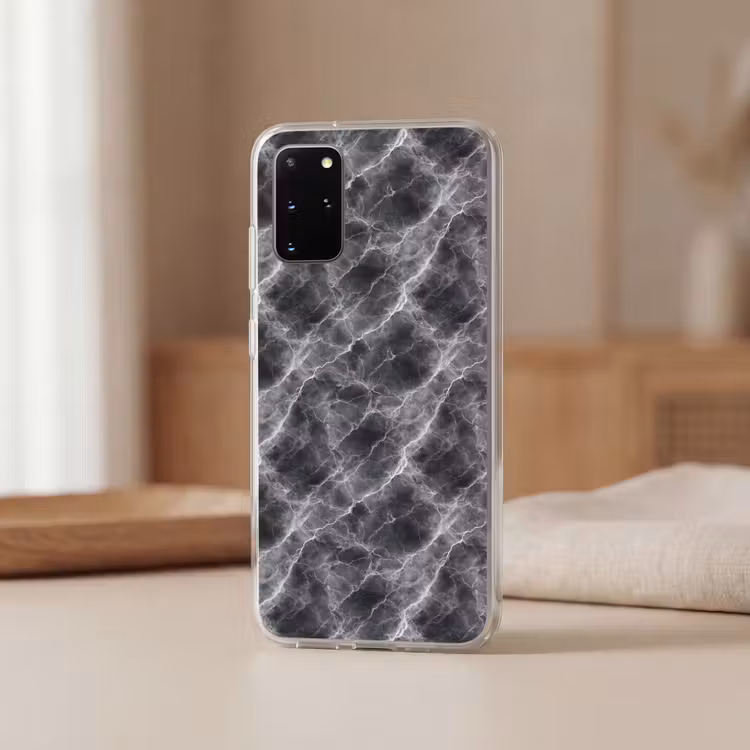 Telefoonhoesje - Donkergrijs - Bliksem - Marmer — 3