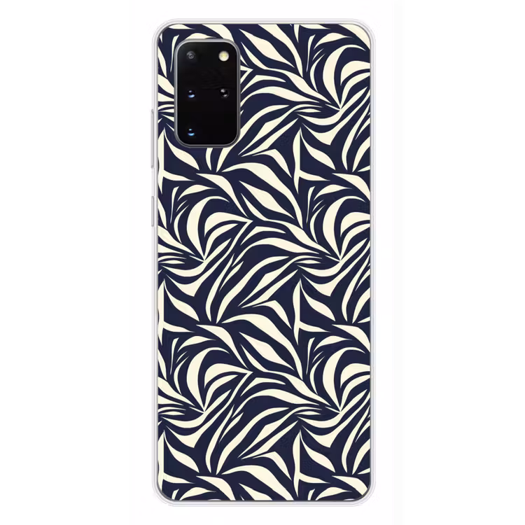 Telefoonhoesje - Bladvormen - Blauw - Patroon - Wit — 4