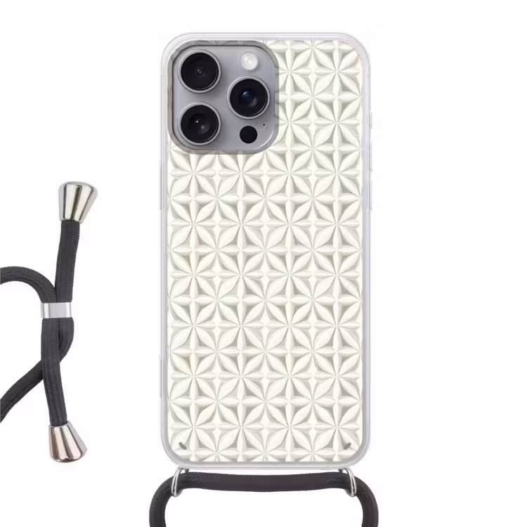 Telefoonhoesje crossbody - Abstract - Structuur - Grijs - Wit — 1