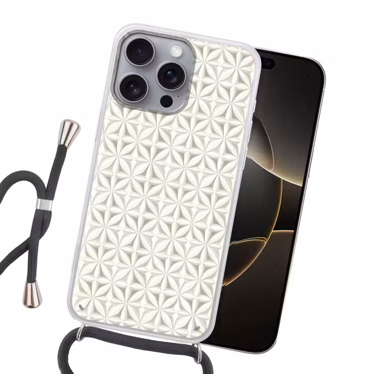 Telefoonhoesje crossbody - Abstract - Structuur - Grijs - Wit — 2