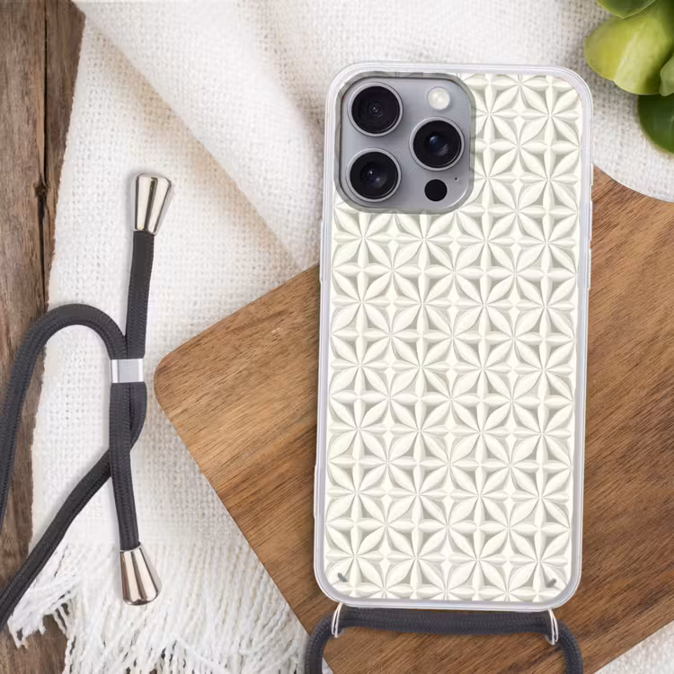 Telefoonhoesje crossbody - Abstract - Structuur - Grijs - Wit — 4