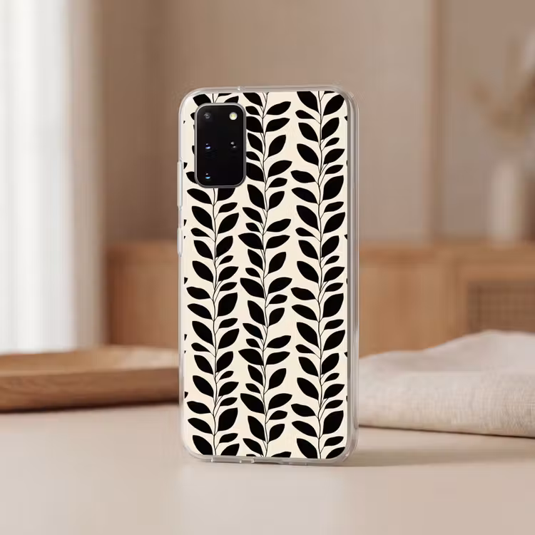 Telefoonhoesje - Botanisch - Dessin - Zwart - Beige — 3