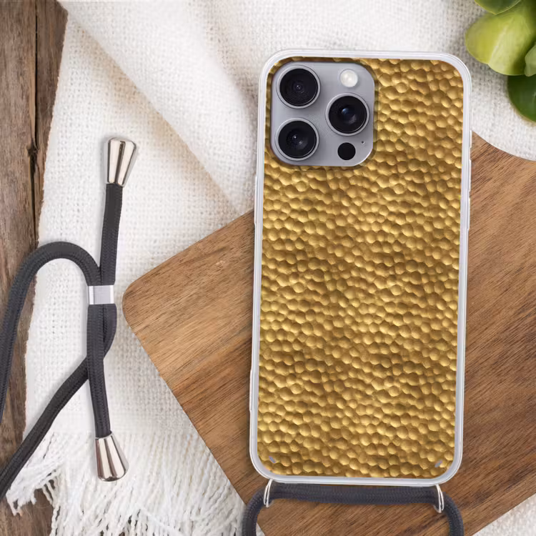Telefoonhoesje crossbody - Metaal - Dynamisch - Goud — 4