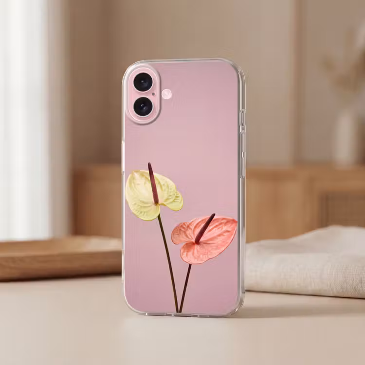 Telefoonhoesje - Bloemen - Anthuriums - Geel - Roze — 3