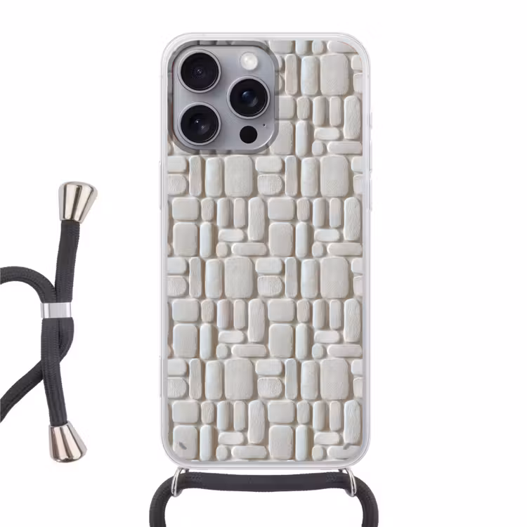 Telefoonhoesje crossbody - Reliëf - Structuur - Wit — 1