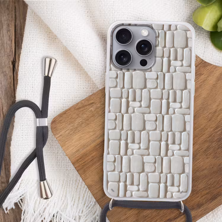 Telefoonhoesje crossbody - Reliëf - Structuur - Wit — 4