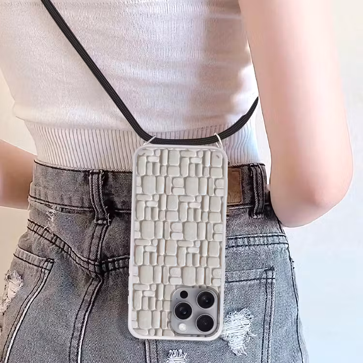 Telefoonhoesje crossbody - Reliëf - Structuur - Wit — 5