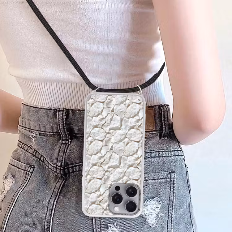 Telefoonhoesje crossbody - Structuur - Rots - Wit — 5