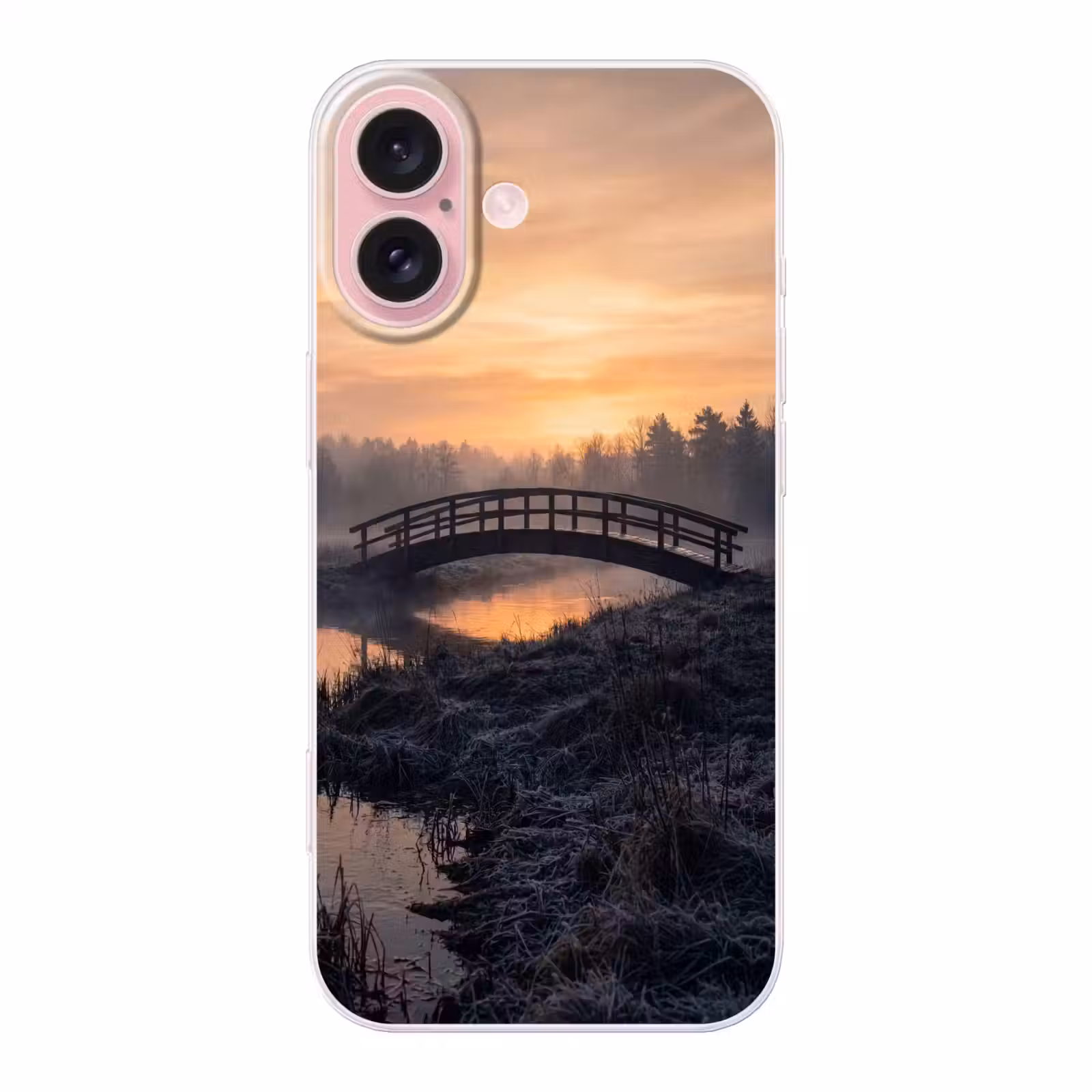Telefoonhoesje - Brug - Mist - Bomen - Water — 1