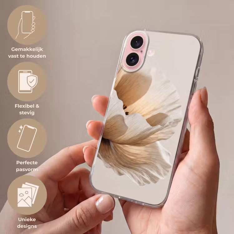 Telefoonhoesje - Bloem - Beige - Crème — 4