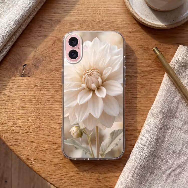 Telefoonhoesje - Bloem - Dahlia - Wit — 2