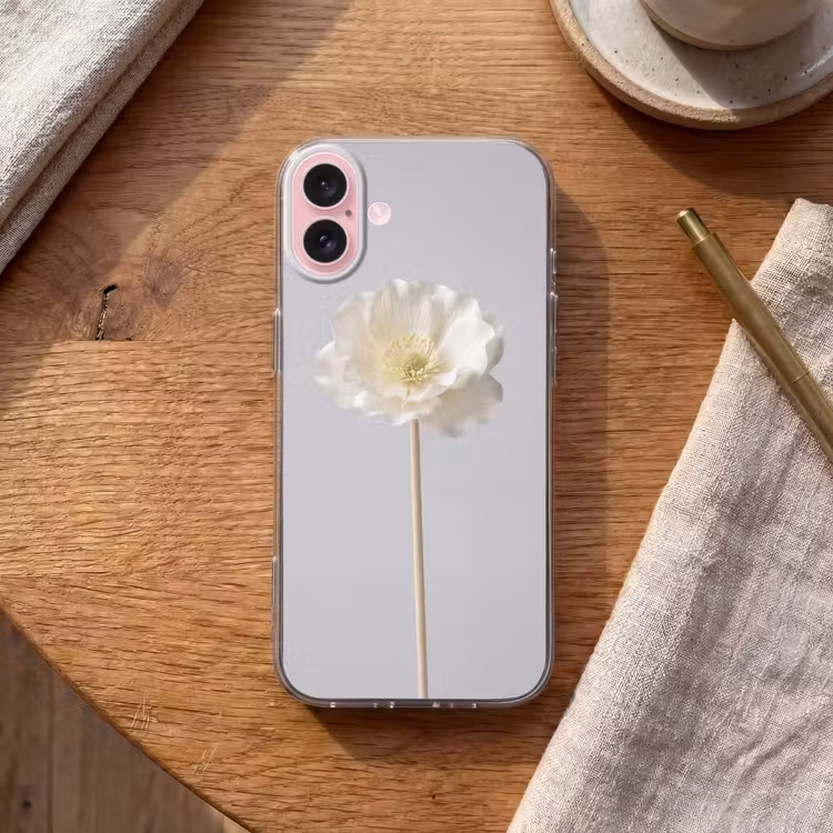 Telefoonhoesje - Bloem - Minimalistisch -Wit — 2