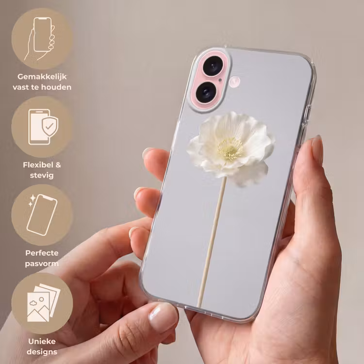Telefoonhoesje - Bloem - Minimalistisch -Wit — 4