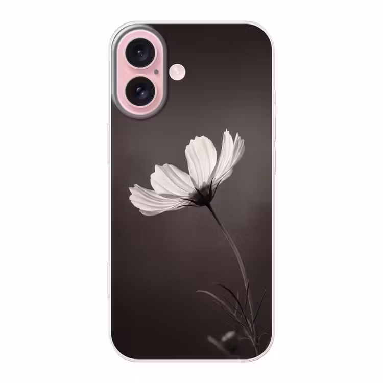Telefoonhoesje - Bloem - Minimalistisch - Zwart - Wit — 1