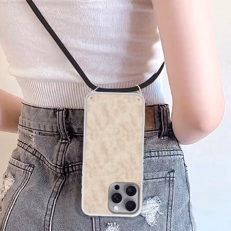Telefoonhoesje crossbody - Structuur - Spikkels - Beige — 5