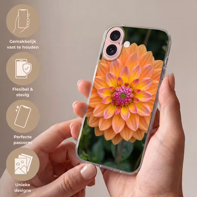 Telefoonhoesje - Dahlia - Bloem - Oranje — 4