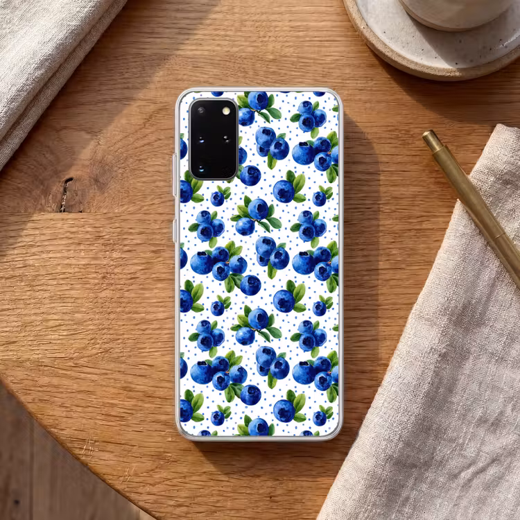 Telefoonhoesje - Bessen - Patroon - Blauw — 2