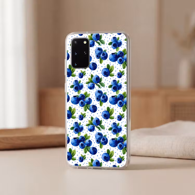 Telefoonhoesje - Bessen - Patroon - Blauw — 3