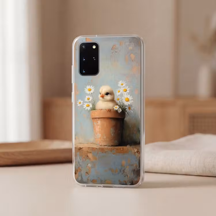 Telefoonhoesje - Bloempot - Kuiken - Bloemetjes — 2
