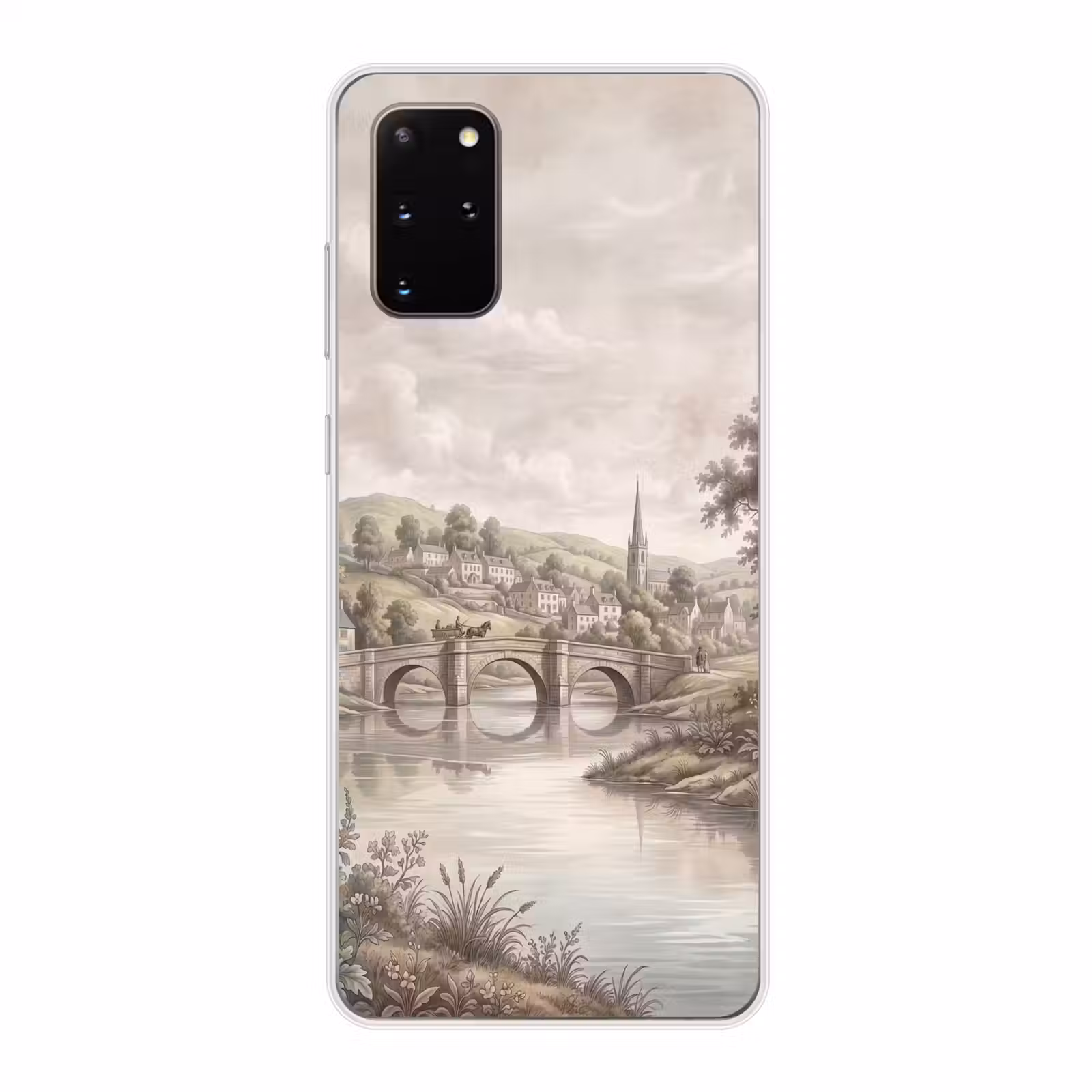 Telefoonhoesje - Dorp - Brug - Uitzicht - Groen — 1