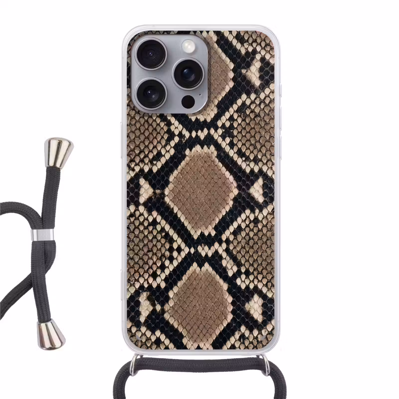 Telefoonhoesje crossbody - Slangenprint - Python - Bruin — 1