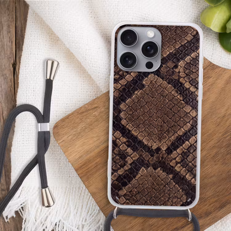 Telefoonhoesje crossbody - Python - Schubben - Brons — 4