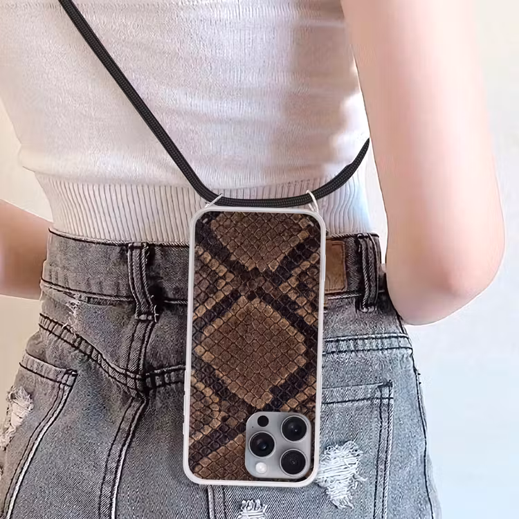 Telefoonhoesje crossbody - Python - Schubben - Brons — 5