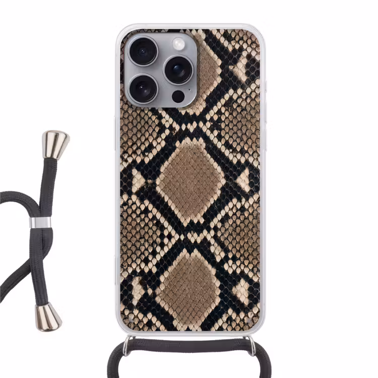 Telefoonhoesje crossbody - Slangenprint - Python - Bruin — 1
