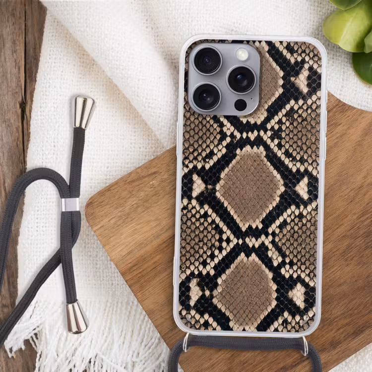 Telefoonhoesje crossbody - Slangenprint - Python - Bruin — 4