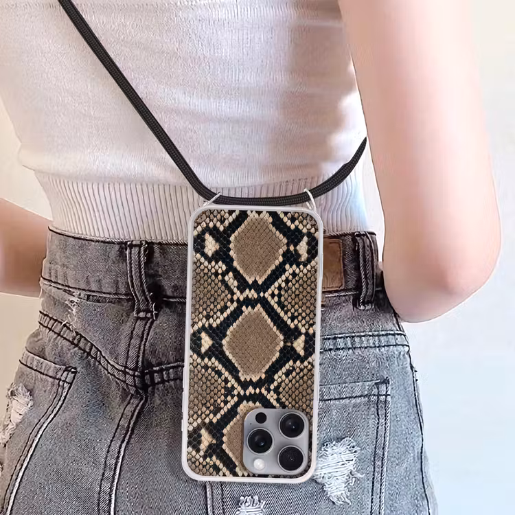 Telefoonhoesje crossbody - Slangenprint - Python - Bruin — 5