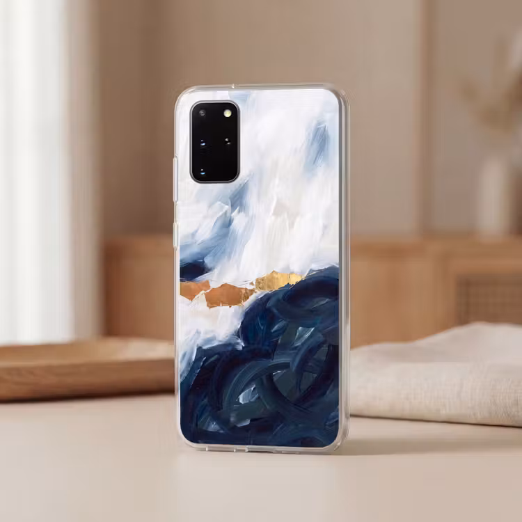 Telefoonhoesje - Abstract - Acryl - Blauw - Goud - Elegant — 3