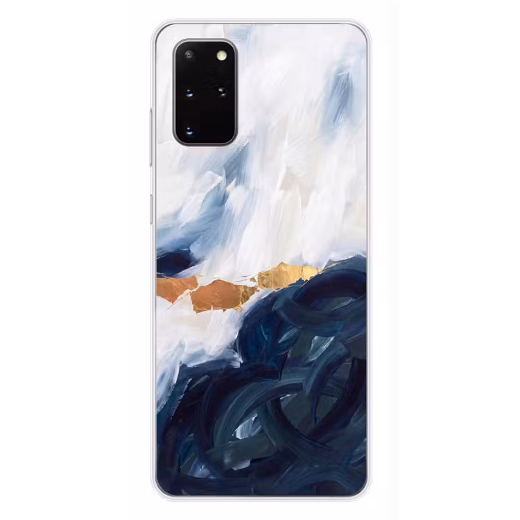 Telefoonhoesje - Abstract - Acryl - Blauw - Goud - Elegant — 4