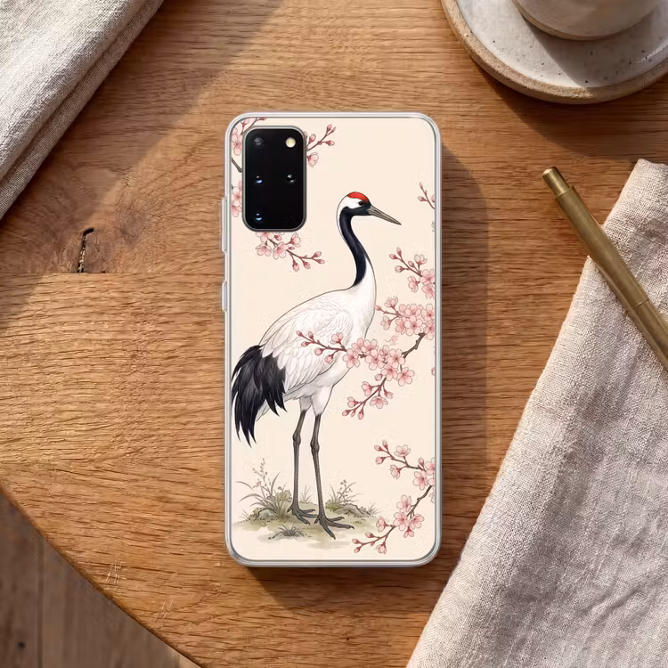 Telefoonhoesje - Aziatisch - Kraanvogel - Beige — 2