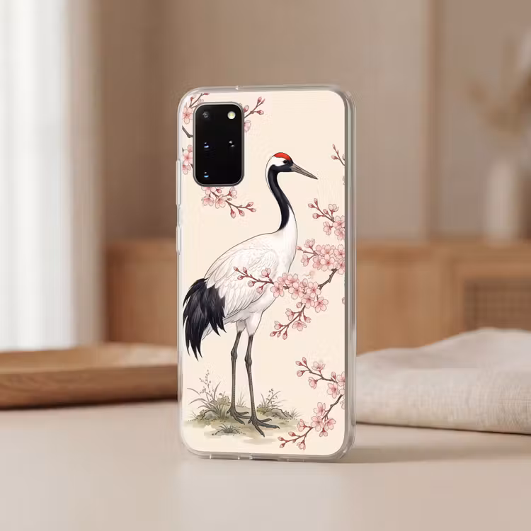 Telefoonhoesje - Aziatisch - Kraanvogel - Beige — 3