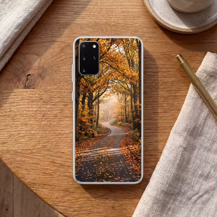Telefoonhoesje - Bospad - Herfstbos - Bladeren - Oranje - Nostalgisch — 2