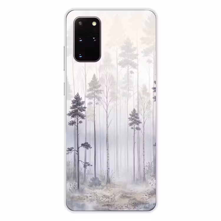 Telefoonhoesje - Bos - Bomen - Mist - Natuur - Illustratie - Grijs — 4