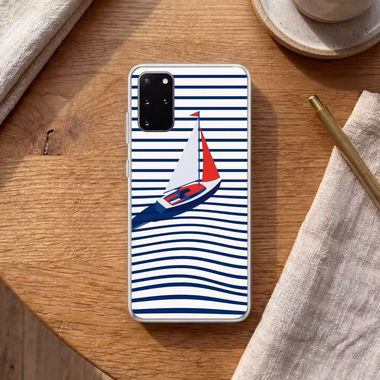 Telefoonhoesje - Boot - Water - Abstract - Blauw — 2