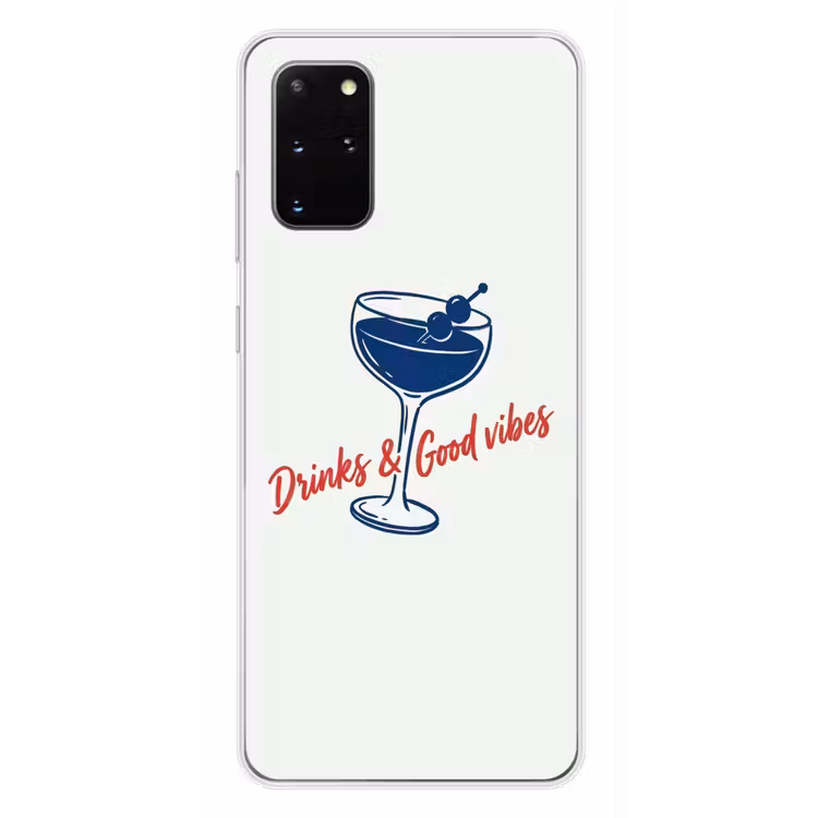 Telefoonhoesje - Cocktail - Glas - Illustratie - Blauw - Wit — 4
