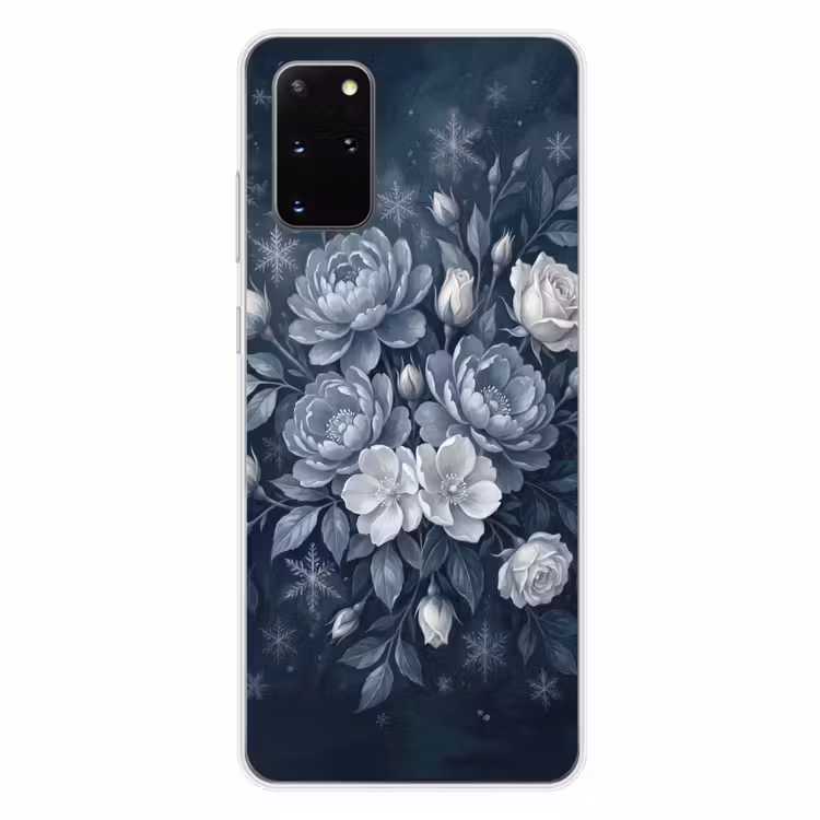 Telefoonhoesje - Bloemen - Boeket - Winter - Abstract - Blauw — 4