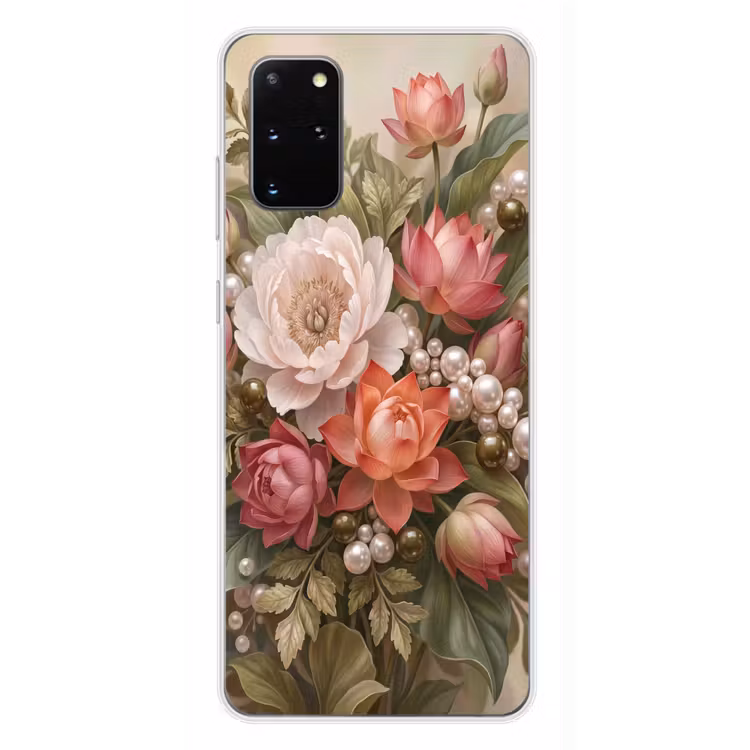 Telefoonhoesje - Bloemen - Parels - Elegant - Roze - Wit — 4