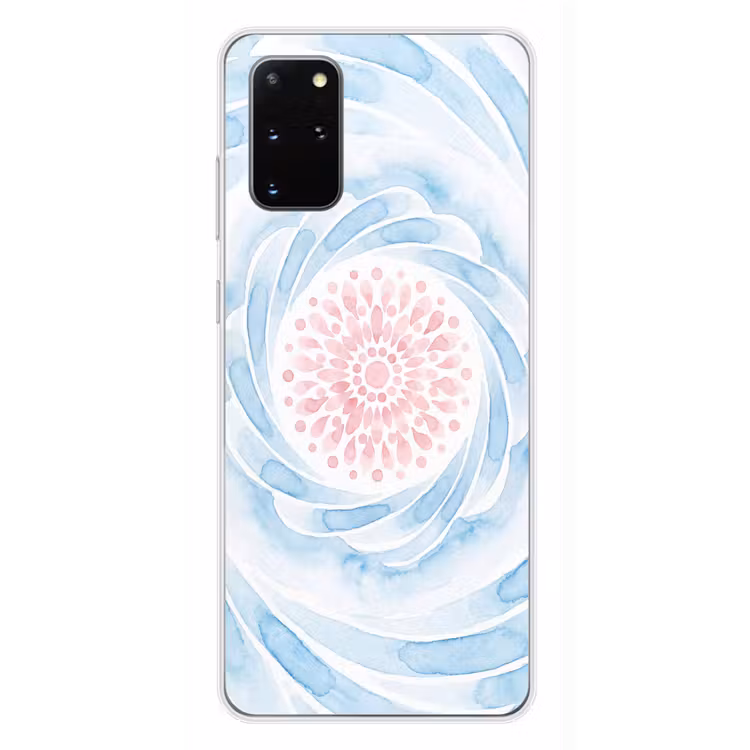 Telefoonhoesje - Abstract - Bloemvorm - Aquarel - Roze - Blauw — 4